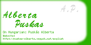 alberta puskas business card